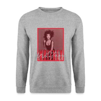 Whitney Houston Photo avec Autographe et Nom - Sweat-shirt Unisexe - gris chiné - Devant - Alina (178cm) & Michal (187cm)