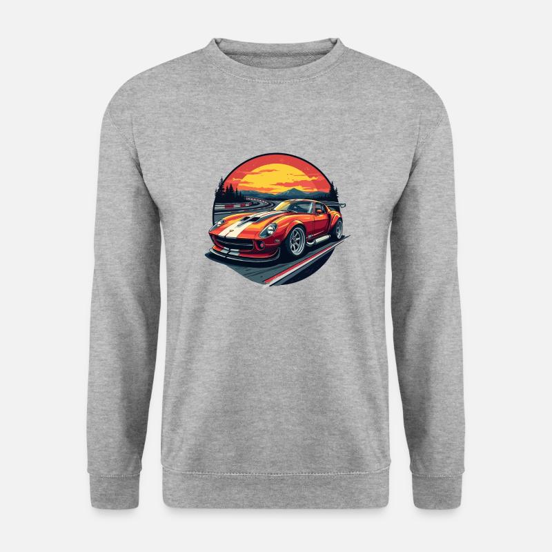 Automobil: Sportwagen im Vintage-Stil - Unisex Pullover - Weißgrau meliert
