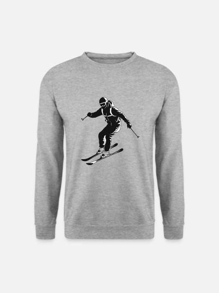 I love Ski - Motivational Sports Design - Unisex Pullover - Weißgrau meliert