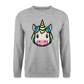 Einhorn - Unisex Pullover - Weißgrau meliert - Vorne - Alina (178cm) & Michal (187cm)