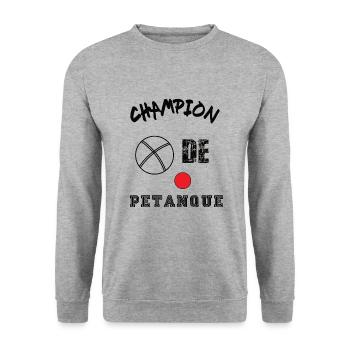 Champion de pétanque t-shirt cadeau humour - Sweat-shirt Unisexe - gris chiné - Devant - Alina (178cm) & Michal (187cm)