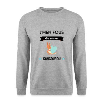 J'men fous je suis un kangourou ! cadeau kangourou - Sweat-shirt Unisexe - gris chiné - Devant - Alina (178cm) & Michal (187cm)