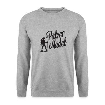 Pälzer Mädel Pfälzerin Pfalz Wandern - Unisex Pullover - Weißgrau meliert - Vorne - Alina (178cm) & Michal (187cm)