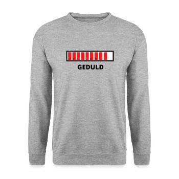 Geduld - Unisex Pullover - Weißgrau meliert - Vorne - Alina (178cm) & Michal (187cm)