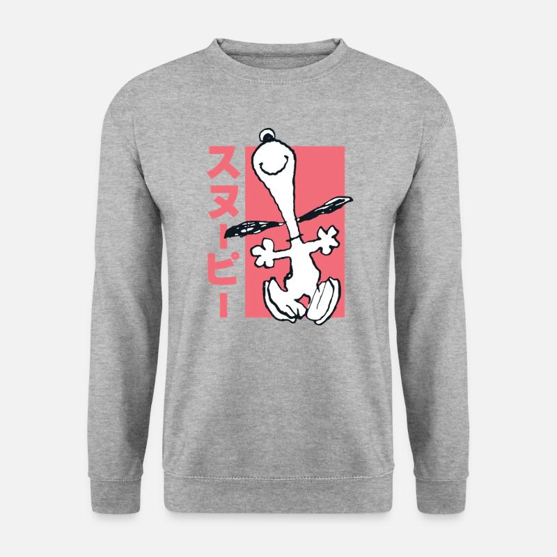 Peanuts Design Mit Rennendem Snoopy Lustig - Unisex Pullover - Weißgrau meliert