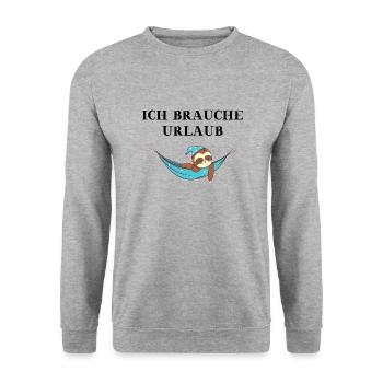 Faultier Urlaub lustige Geschenkidee witzig süß - Unisex Pullover - Weißgrau meliert - Vorne - Alina (178cm) & Michal (187cm)