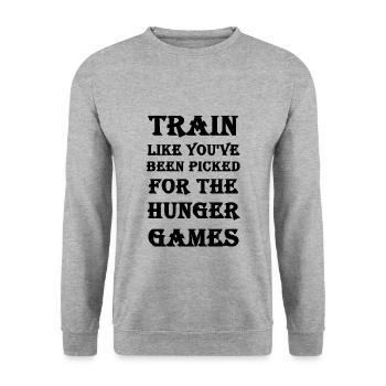 Train like the hunger games - Unisex Sweatshirt - salt & pepper - Front - Alina (178cm) & Michal (187cm)