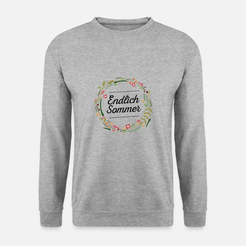 Endlich Sommer | Blumen Design | Geschenkidee - Unisex Pullover - Weißgrau meliert