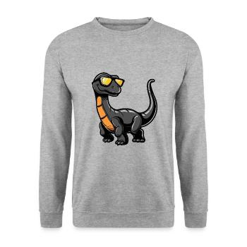 Dinosaur brontosaurus Cool Comic - Unisex Sweatshirt - salt & pepper - Front - Alina (178cm) & Michal (187cm)