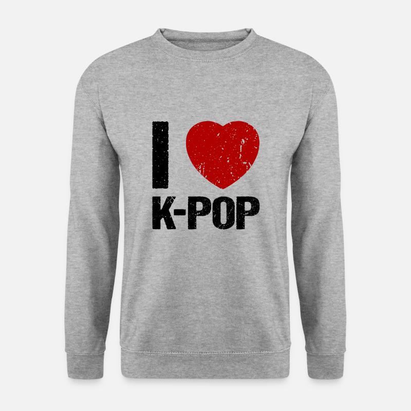 I love K-Pop Musik Herz - Unisex Pullover - Weißgrau meliert