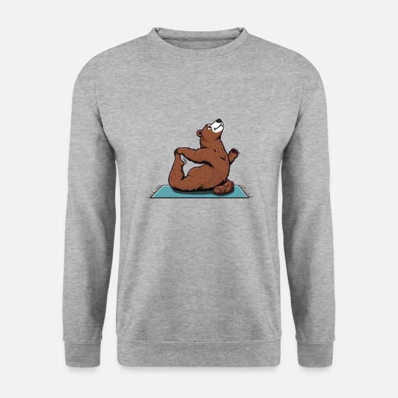 Yoga Bär - Unisex Pullover - Weißgrau meliert