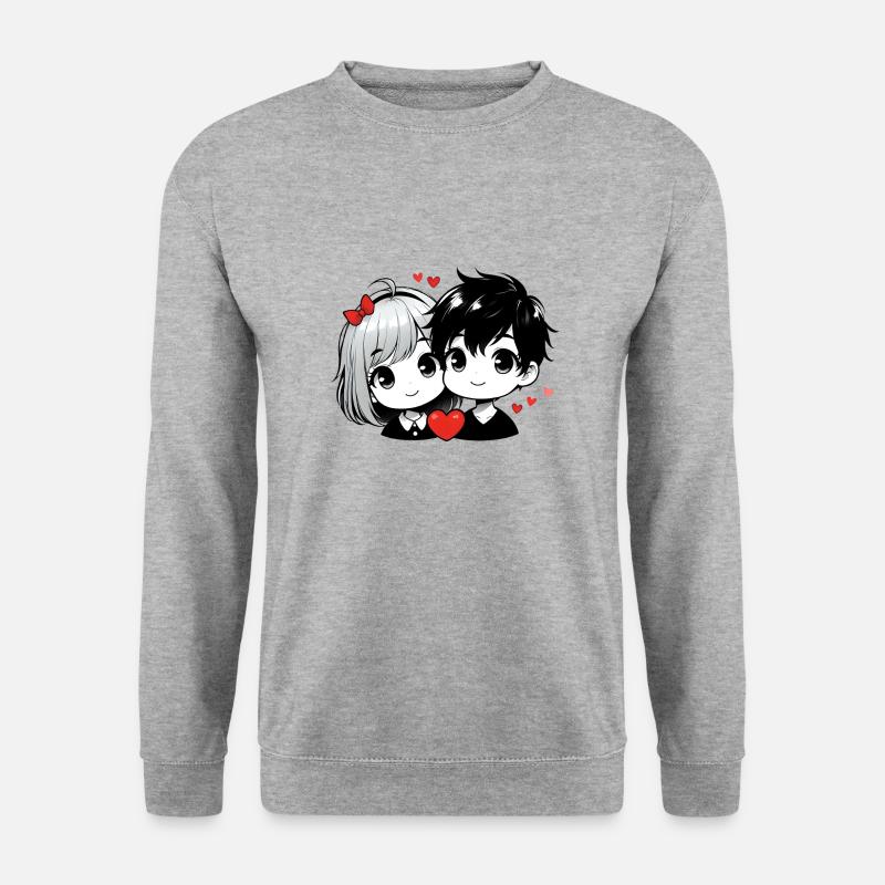 Süßes Paar Liebhaber - Unisex Pullover - Weißgrau meliert