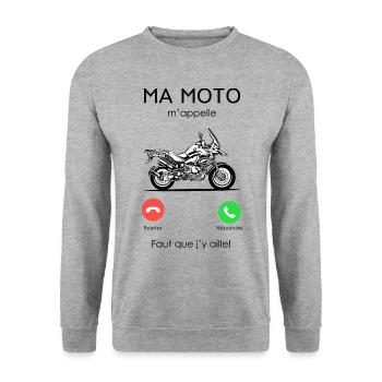 Moto GP Appelle - Sweat-shirt Unisexe - gris chiné - Devant - Alina (178cm) & Michal (187cm)