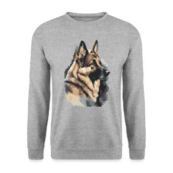 Aquarelles de berger allemand - Sweat-shirt Unisexe - gris chiné - Devant - Alina (178cm) & Michal (187cm)