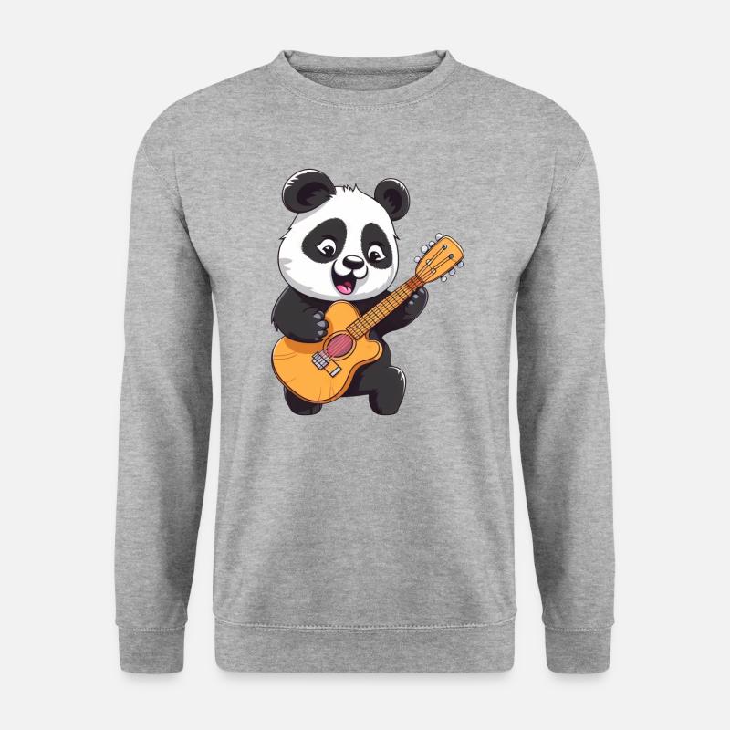 Panda Spielt Gitarre - Unisex Pullover - Weißgrau meliert