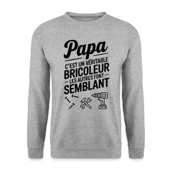 Belle idée cadeau design pour papa bricoleur - Sweat-shirt Unisexe - gris chiné - Devant - Alina (178cm) & Michal (187cm)