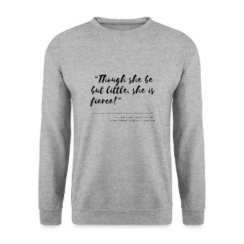 ...she is fierce! - Unisex Pullover - Weißgrau meliert - Vorne - Alina (178cm) & Michal (187cm)