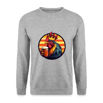 Hahn Bier Comic - Unisex Pullover - Weißgrau meliert - Vorne - Alina (178cm) & Michal (187cm)