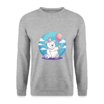 Polar Bear Birthday Comic - Unisex Sweatshirt - salt & pepper - Front - Alina (178cm) & Michal (187cm)