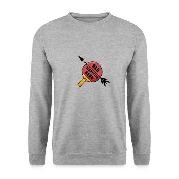 tischtennis ping pong old schmetterhand - Unisex Pullover - Weißgrau meliert - Vorne - Alina (178cm) & Michal (187cm)