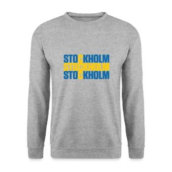 Stockholm Schweden Fahne - Unisex Pullover - Weißgrau meliert - Vorne - Alina (178cm) & Michal (187cm)