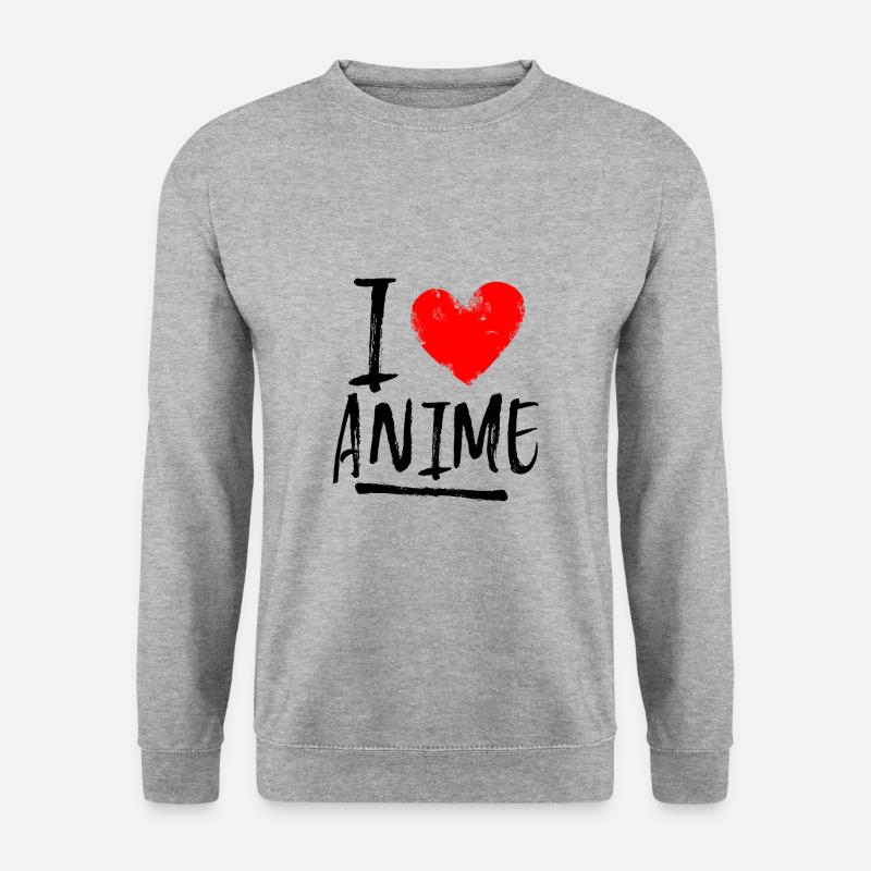 I love anime - Unisex Pullover - Weißgrau meliert