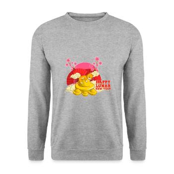 Vietnamesisches Neujahr Katze 2023 I Geschenk - Unisex Pullover - Weißgrau meliert - Vorne - Alina (178cm) & Michal (187cm)