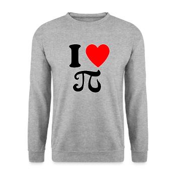 I love Pi mit Herz - Unisex Pullover - Weißgrau meliert - Vorne - Alina (178cm) & Michal (187cm)