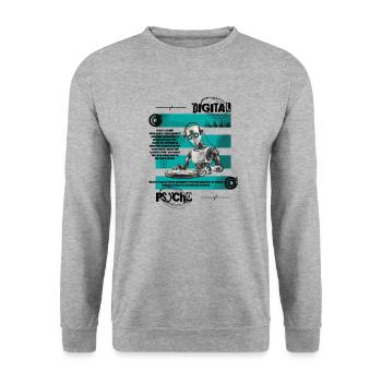 DIGITAL PSYCHO - Unisex Pullover - Weißgrau meliert - Vorne - Alina (178cm) & Michal (187cm)