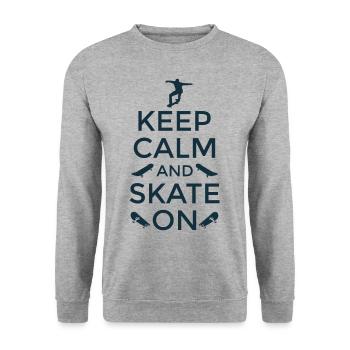 Skater Keep Calm And Skate on Skateboardfahrer - Unisex Pullover - Weißgrau meliert - Vorne - Alina (178cm) & Michal (187cm)