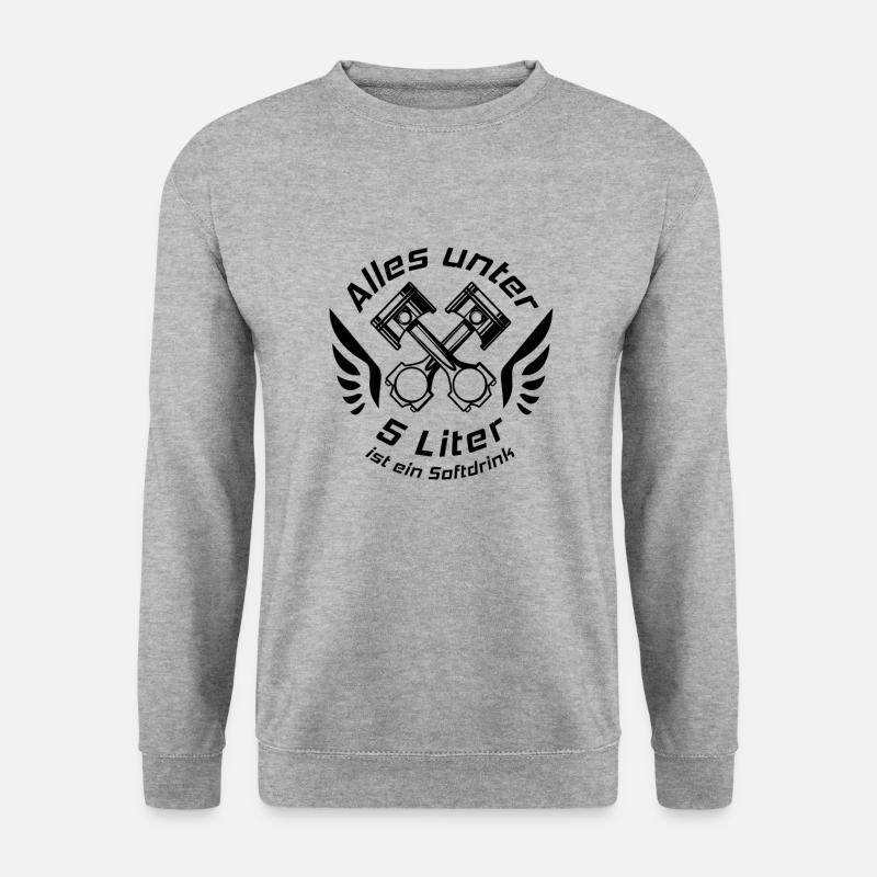 V8 Motor Engine US Car Muscle Car Hubraum 5 Liter - Unisex Pullover - Weißgrau meliert