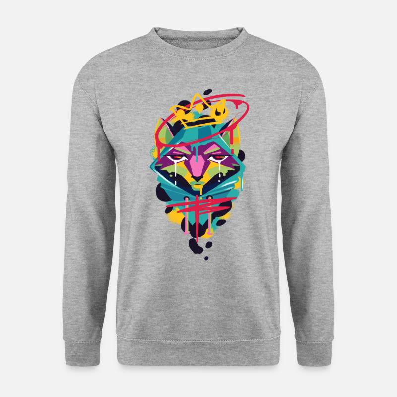 Schönes und Lustiges Graffiti Fuchs Tier Design - Unisex Pullover - Weißgrau meliert