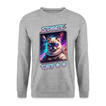 Space cat - sacred of Burma - Unisex Sweatshirt - salt & pepper - Front - Alina (178cm) & Michal (187cm)