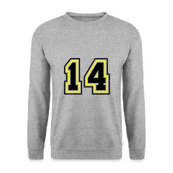 14 number symbol - Unisex Sweatshirt - salt & pepper - Front - Alina (178cm) & Michal (187cm)