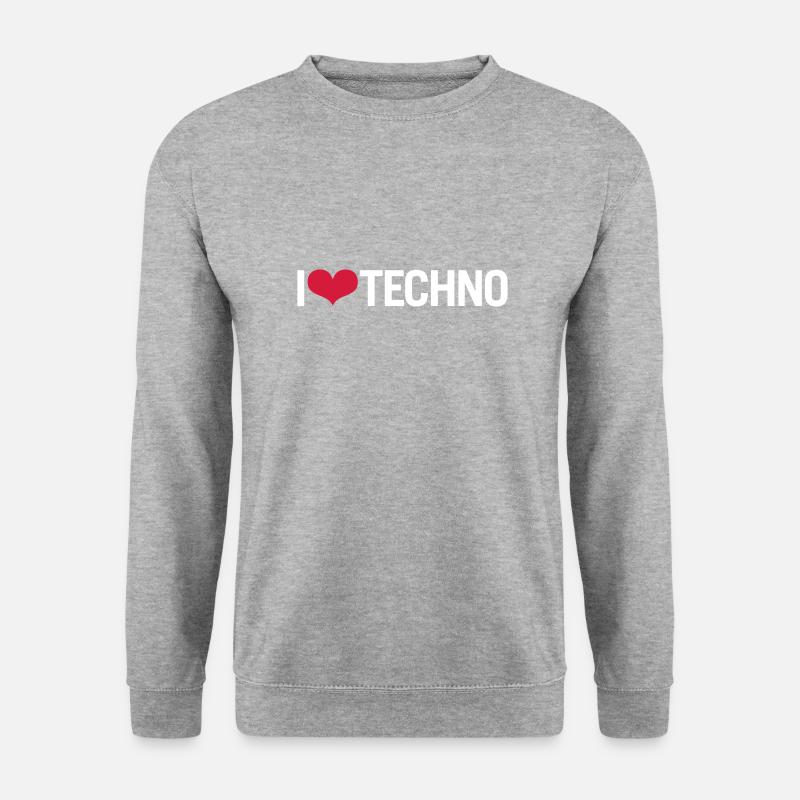I LOVE TECHNO - Unisex Pullover - Weißgrau meliert