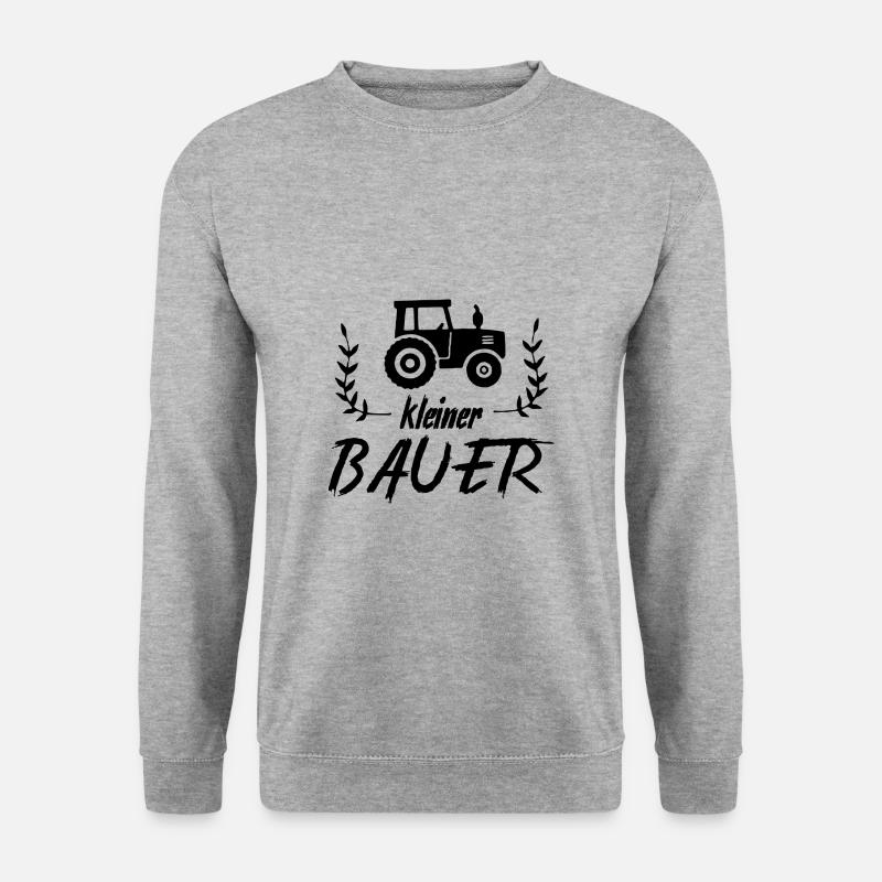 Kleiner Bauer mit Traktor - Unisex Pullover - Weißgrau meliert