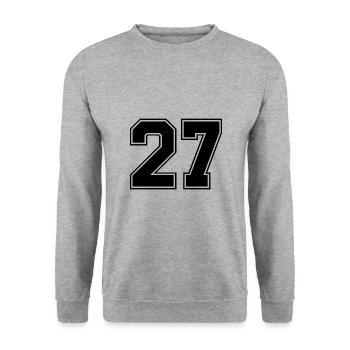 27 Zahl Trikot - Unisex Pullover - Weißgrau meliert - Vorne - Alina (178cm) & Michal (187cm)