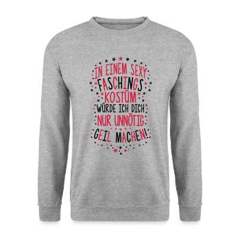 In einem sexy FaschingsKostüm unnötig geil machen - Unisex Pullover - Weißgrau meliert - Vorne - Alina (178cm) & Michal (187cm)