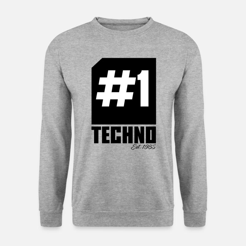 #1 TECHNO - Unisex Pullover - Weißgrau meliert