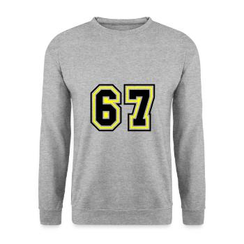 67 number symbol - Unisex Sweatshirt - salt & pepper - Front - Alina (178cm) & Michal (187cm)