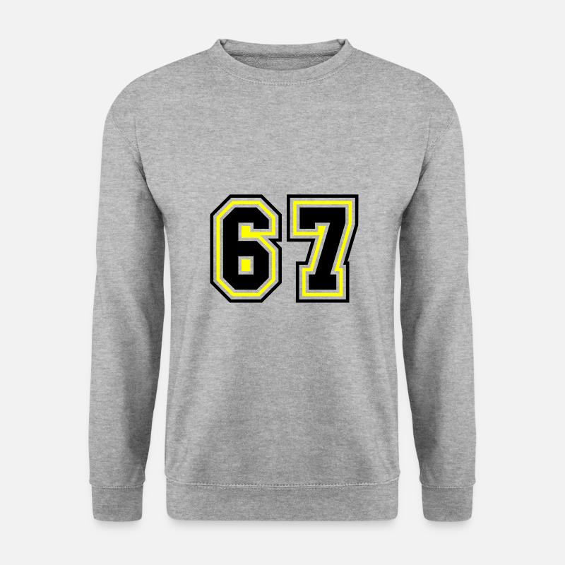 67 Zahl Symbol - Unisex Pullover - Weißgrau meliert