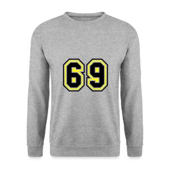 69 Nombre symbole - Sweat-shirt Unisexe - gris chiné - Devant - Alina (178cm) & Michal (187cm)