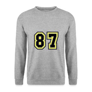 87 Nombre symbole - Sweat-shirt Unisexe - gris chiné - Devant - Alina (178cm) & Michal (187cm)