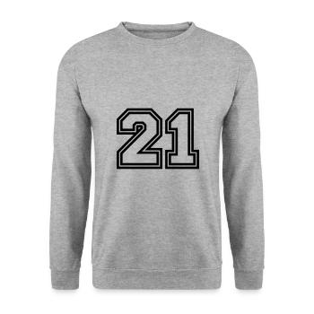 21 number symbol - Unisex Sweatshirt - salt & pepper - Front - Alina (178cm) & Michal (187cm)