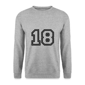 Symbole numérique 18 - Sweat-shirt Unisexe - gris chiné - Devant - Alina (178cm) & Michal (187cm)