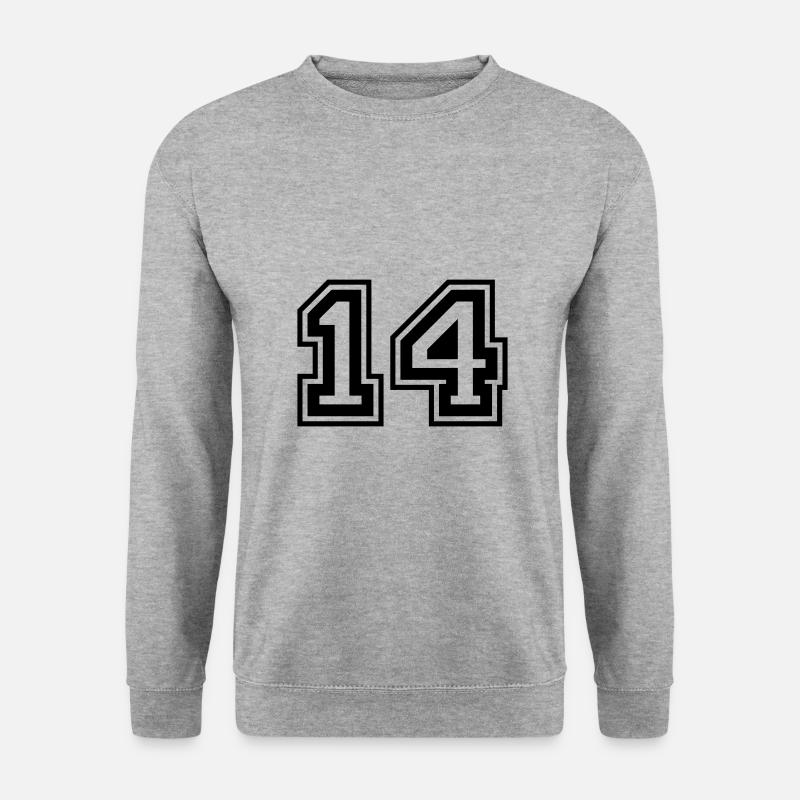 14 Zahl nummer - Unisex Pullover - Weißgrau meliert