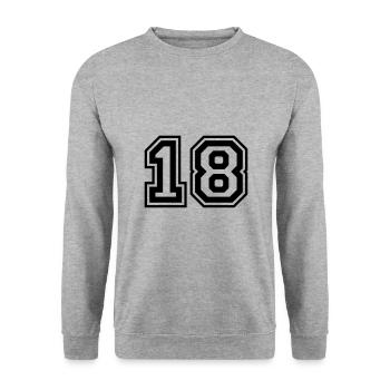 18 Number number - Unisex Sweatshirt - salt & pepper - Front - Alina (178cm) & Michal (187cm)