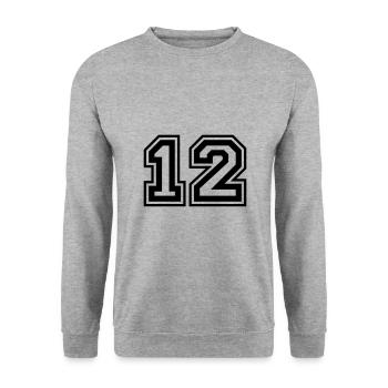 12 Numéro de numéro - Sweat-shirt Unisexe - gris chiné - Devant - Alina (178cm) & Michal (187cm)