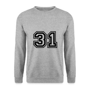 31 Numéro de numéro - Sweat-shirt Unisexe - gris chiné - Devant - Alina (178cm) & Michal (187cm)