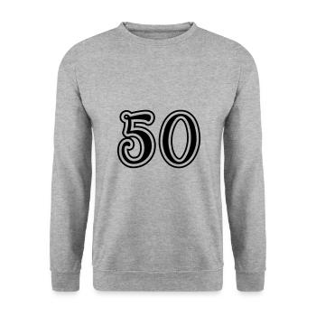 50 Number number - Unisex Sweatshirt - salt & pepper - Front - Alina (178cm) & Michal (187cm)